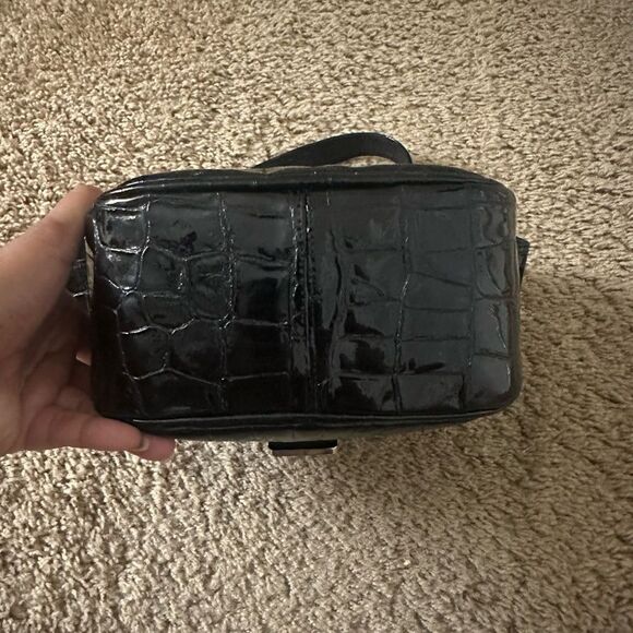 Black Stuart Weitzman Patent Leather Croc Bag - Picture 13 of 14